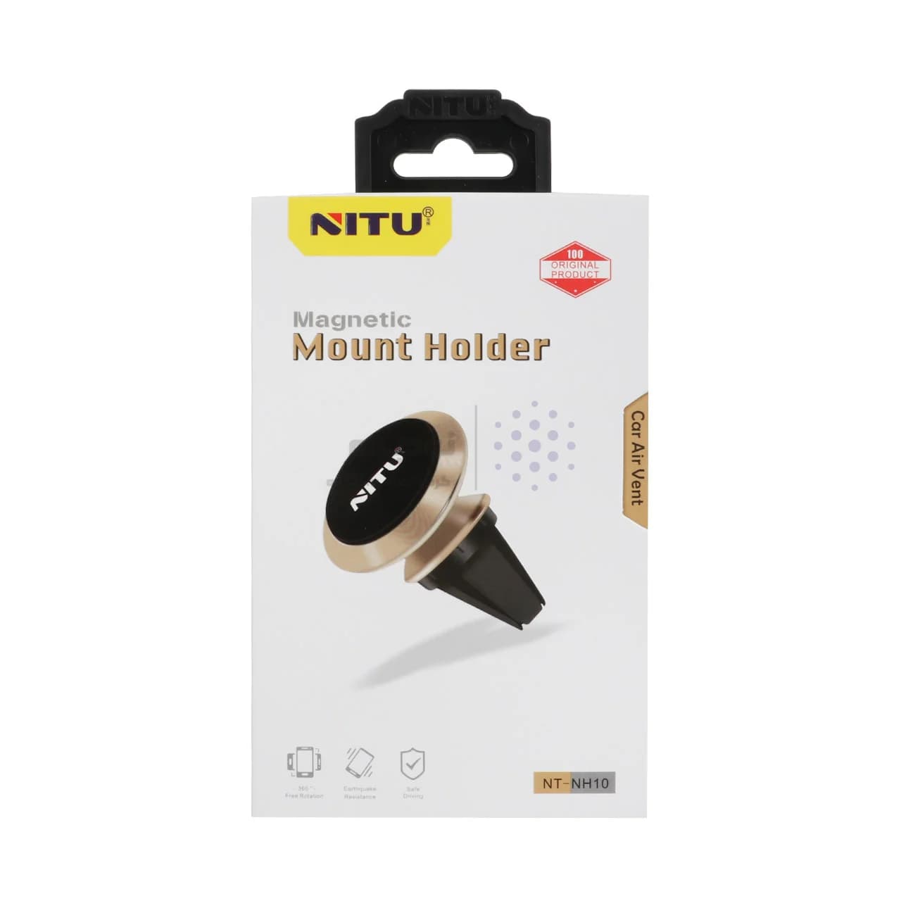 هولدر گوشی موبایل مگنتی دریچه ای خودرو NITU مدل NH10 – مشکی نقره ای — تصویر ۴