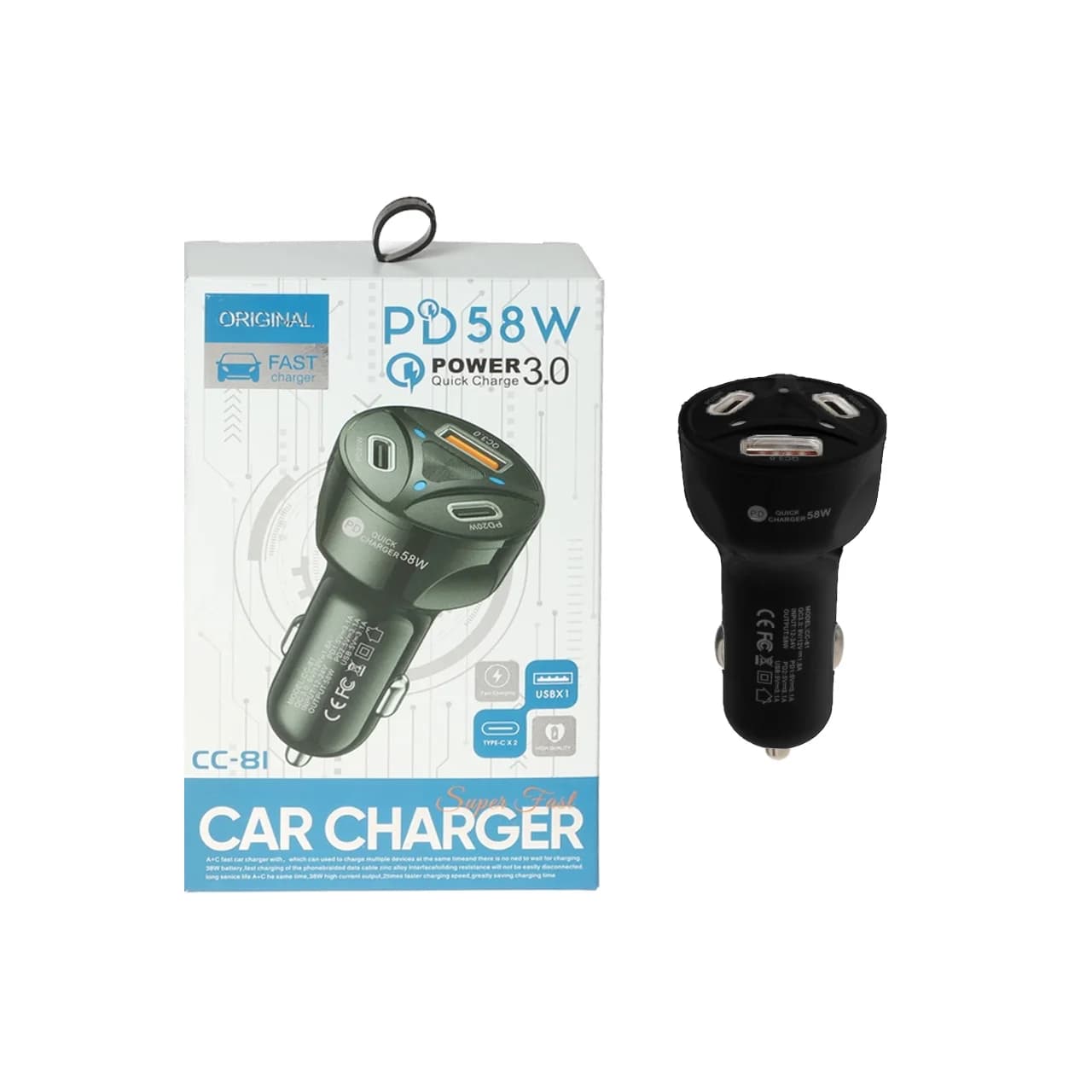 شارژر فندکی PD و فست سه پورت مدل CC-81 58W – مشکی – DST (گارانتی شش ماهه)