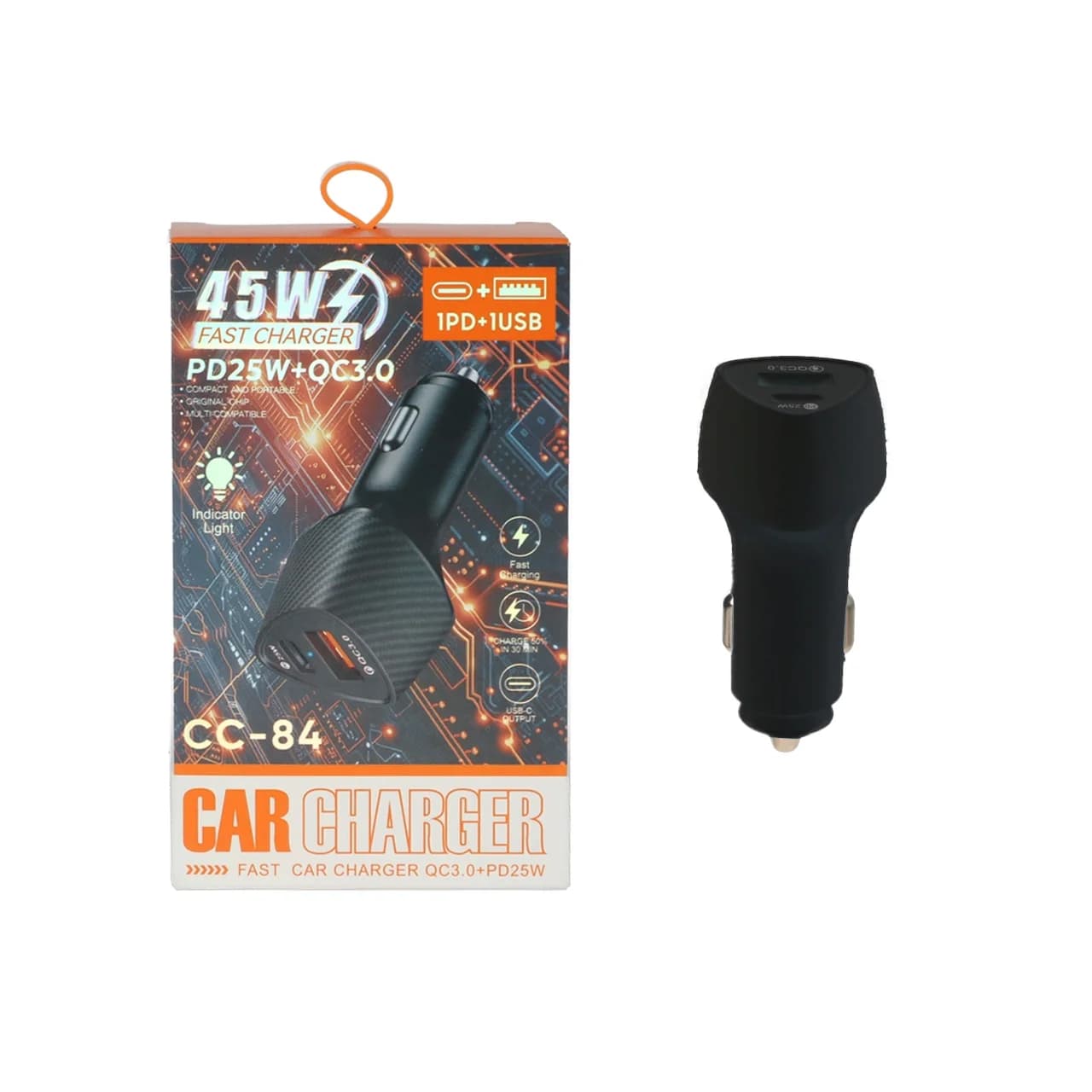 شارژر فندکی PD و فست دو پورت مدل CC-84 45W – مشکی – DST (گارانتی شش ماهه)