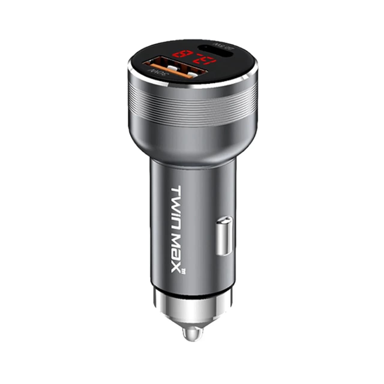 شارژر فندکی PD و فست دو پورت TwinMax مدل MX-24 52.5W – نقره ای