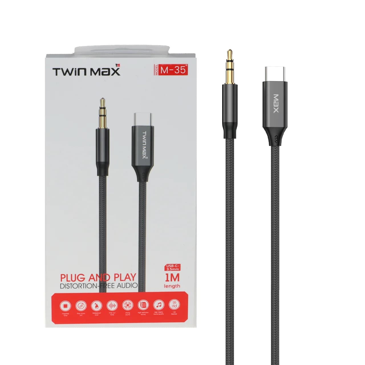 کابل TwinMax Aux To Type-C مدل M-35 – مشکی