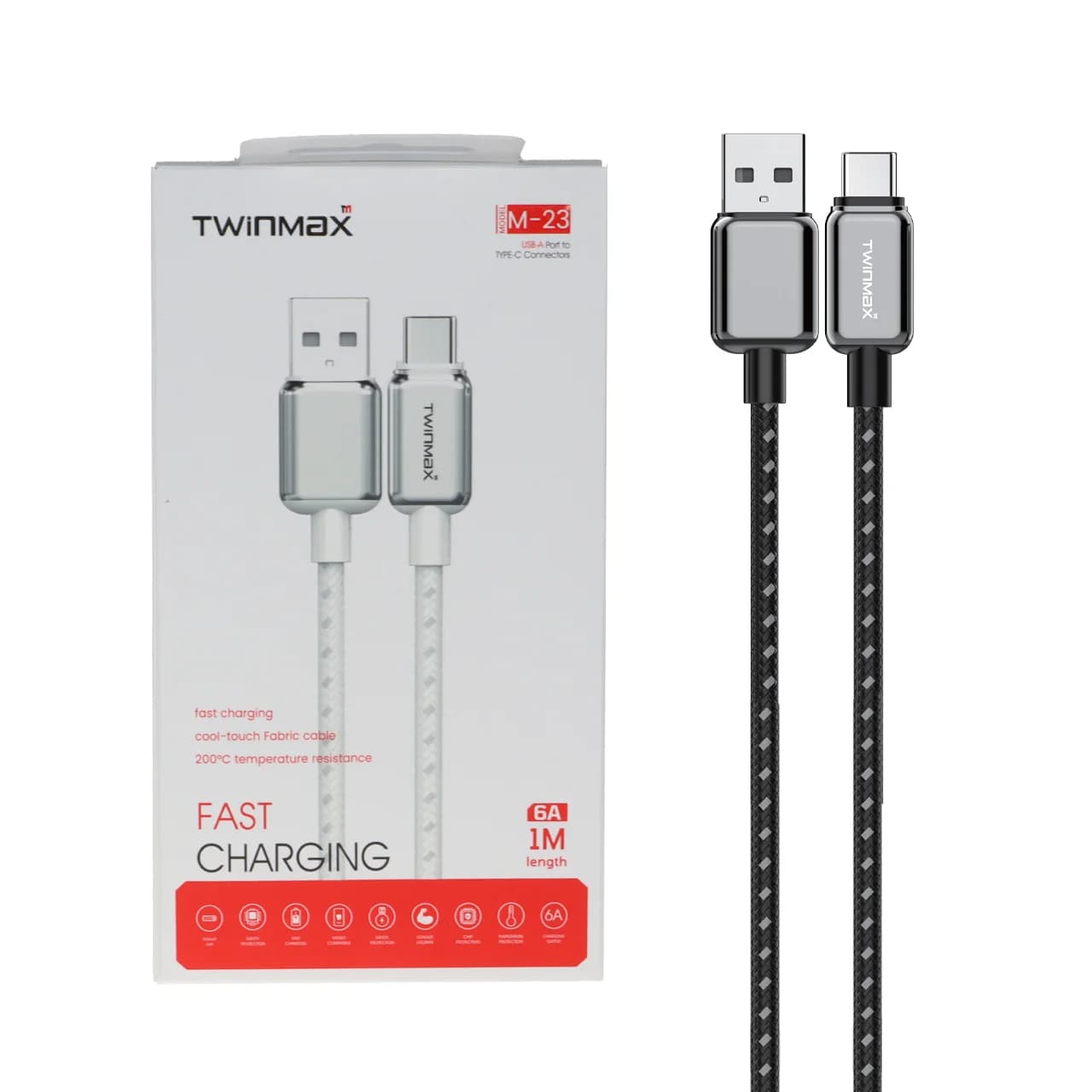 کابل شارژ فست TwinMax Type-C مدل M-23 – مشکی
