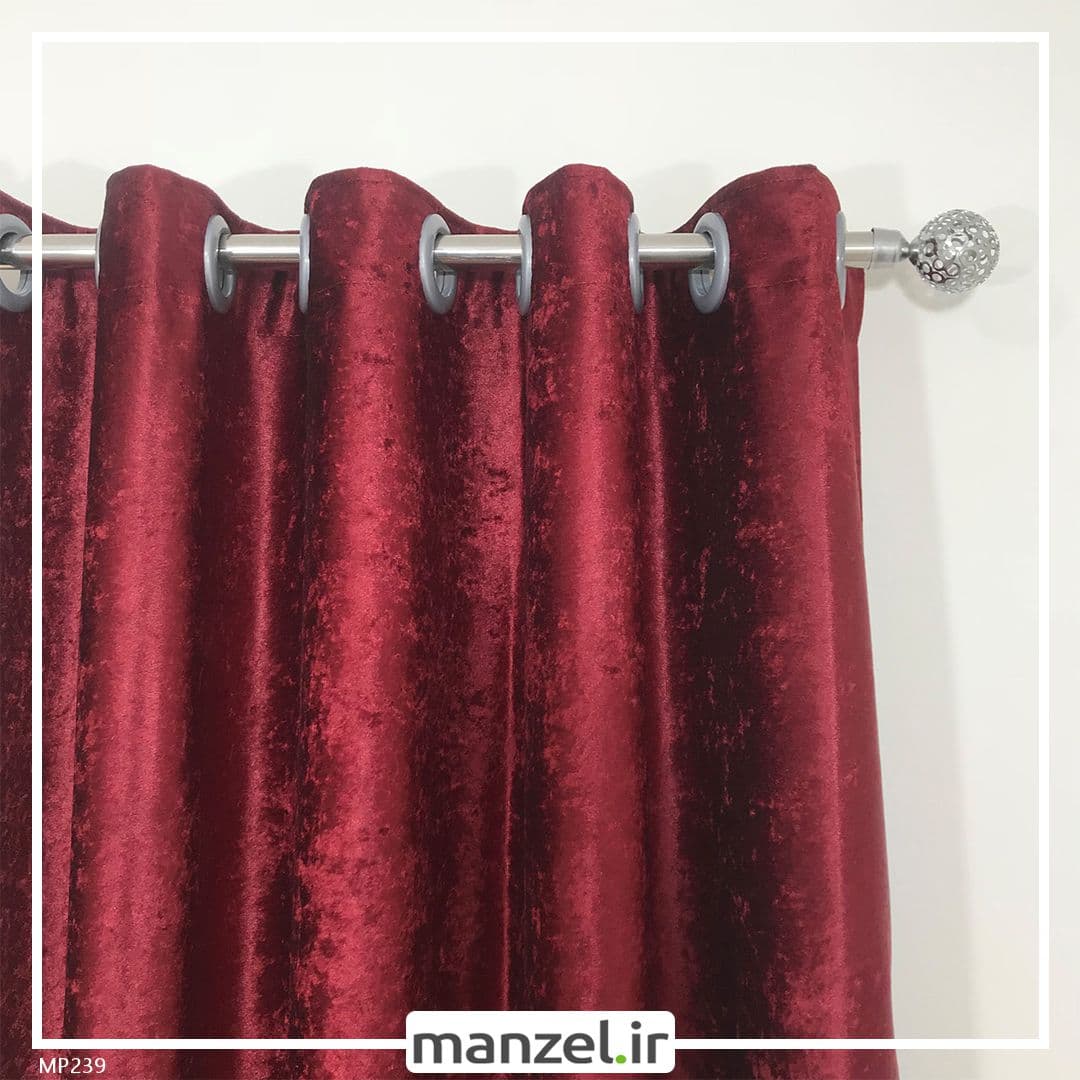 پرده پانچ مخمل پتینه آلبالویی کد MP239 — تصویر ۲