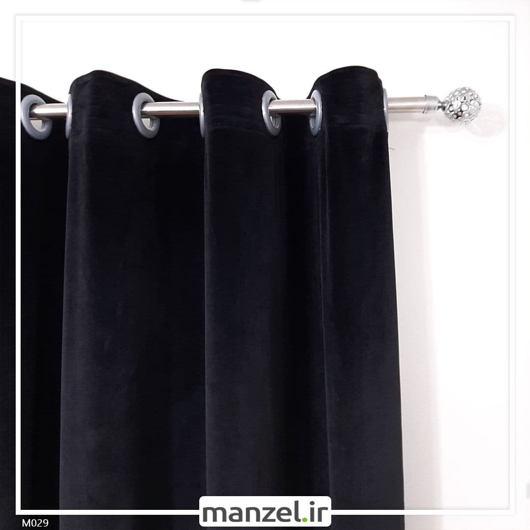 پرده پانچ مخمل ساده مشکی کد M029 — تصویر ۲