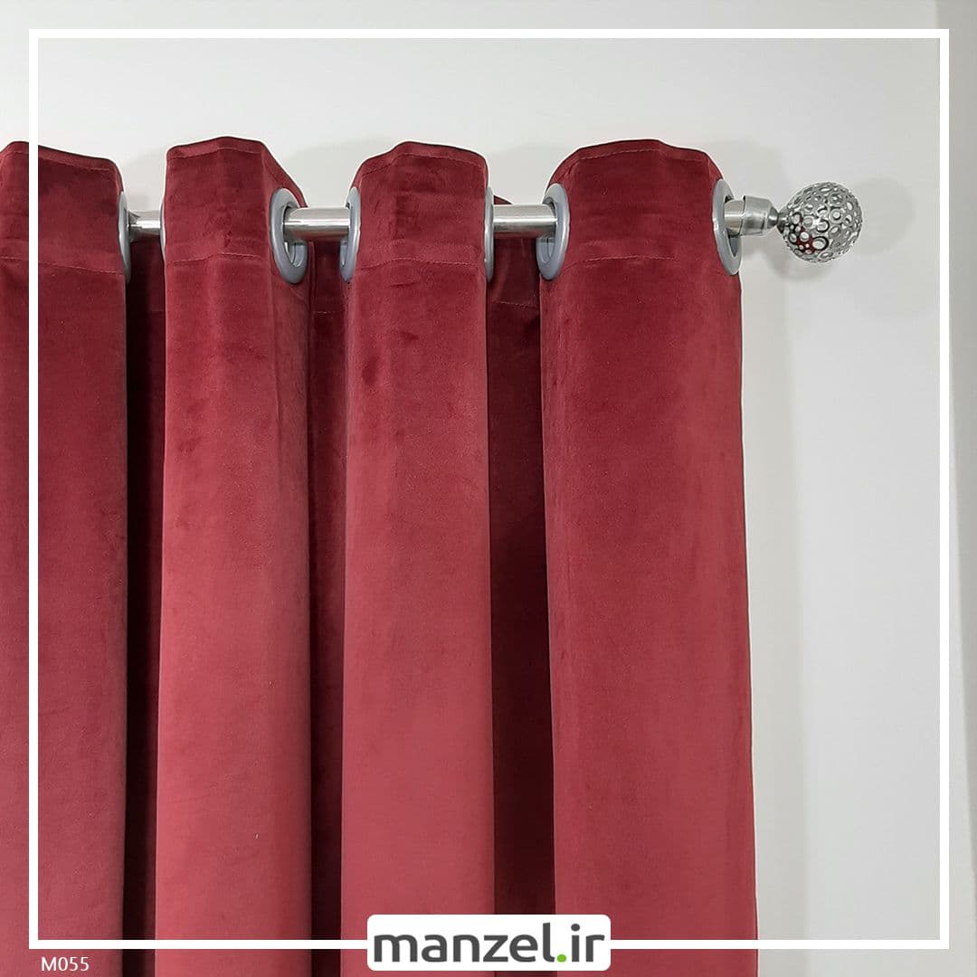 پرده پانچ مخمل ساده آلبالویی کد M055 — تصویر ۲