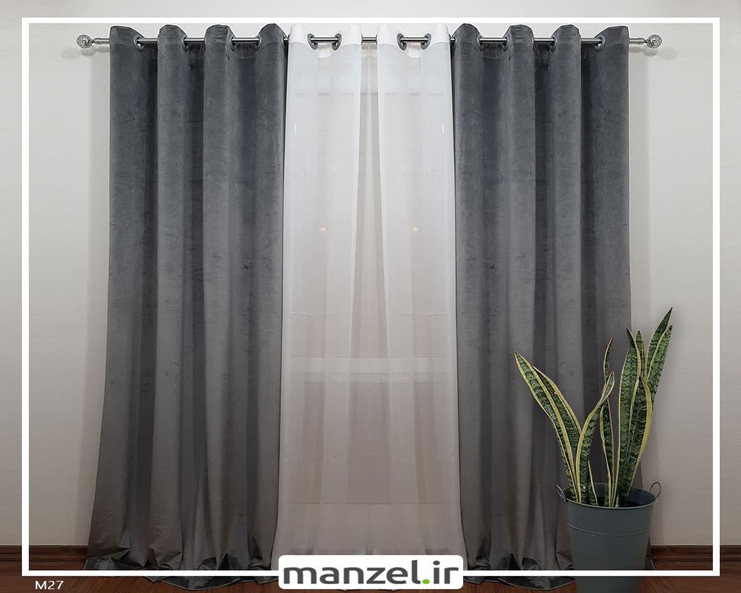 پرده پانچ مخمل ساده فیلی کد M27