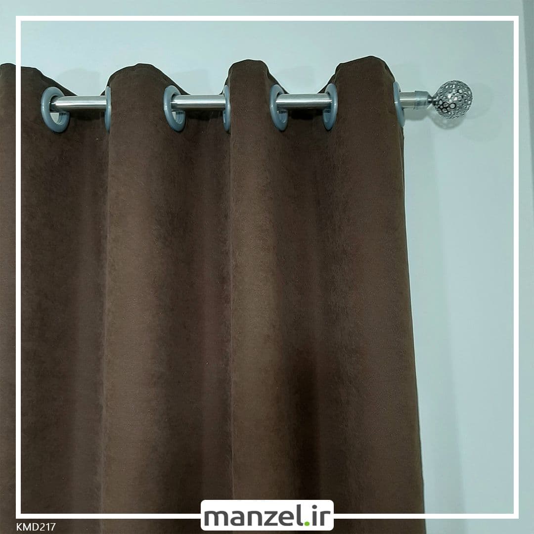 پرده پانچ کتان قهوه ای تیره کد KMD217 — تصویر ۲