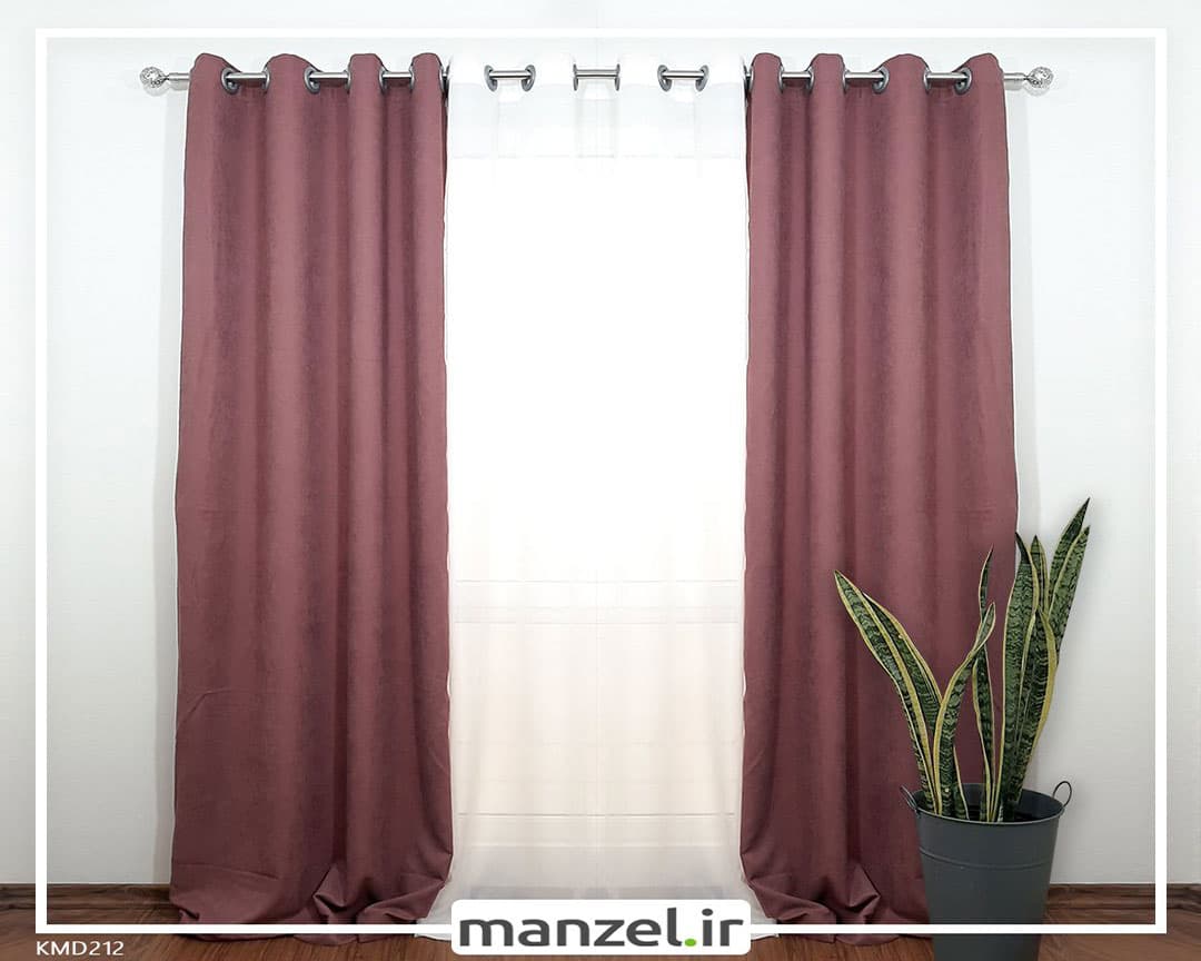 پرده پانچ کتان کالباسی تیره کد KMD212
