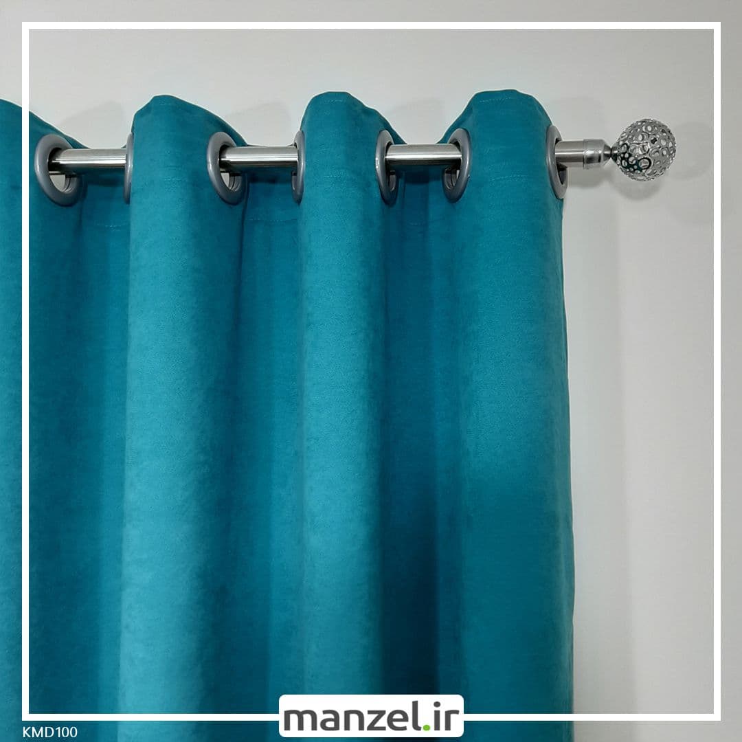 پرده پانچ کتان سبز آبی کد KMD100 — تصویر ۲