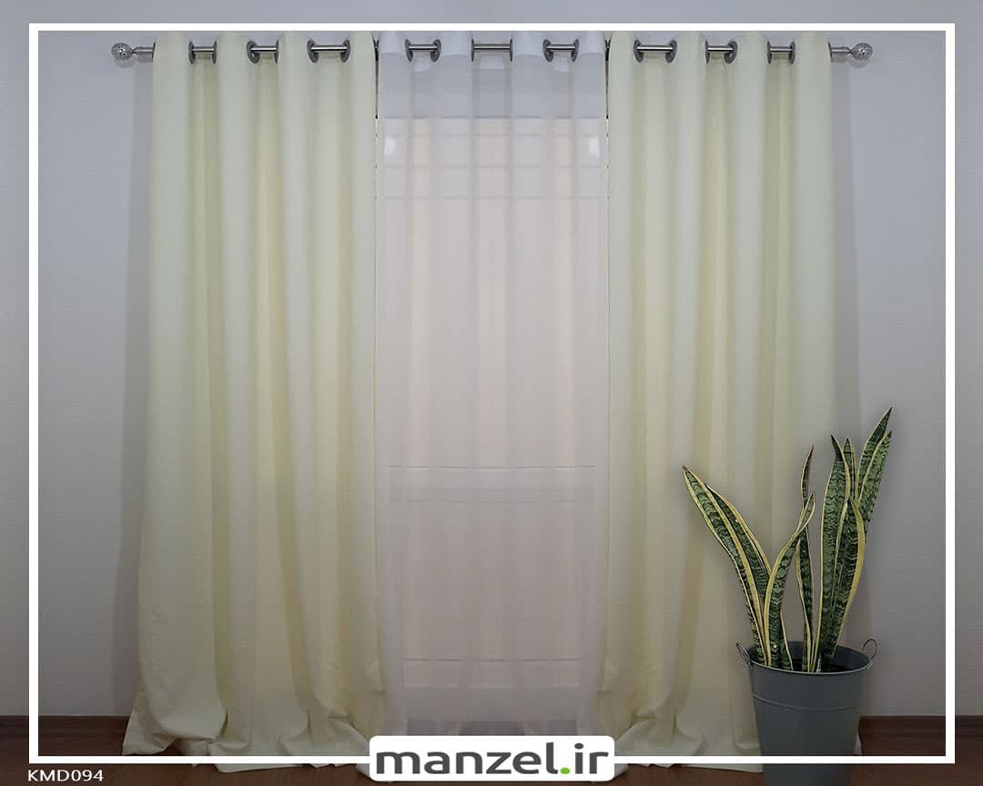 پرده پانچ کتان کرم کد KMD094