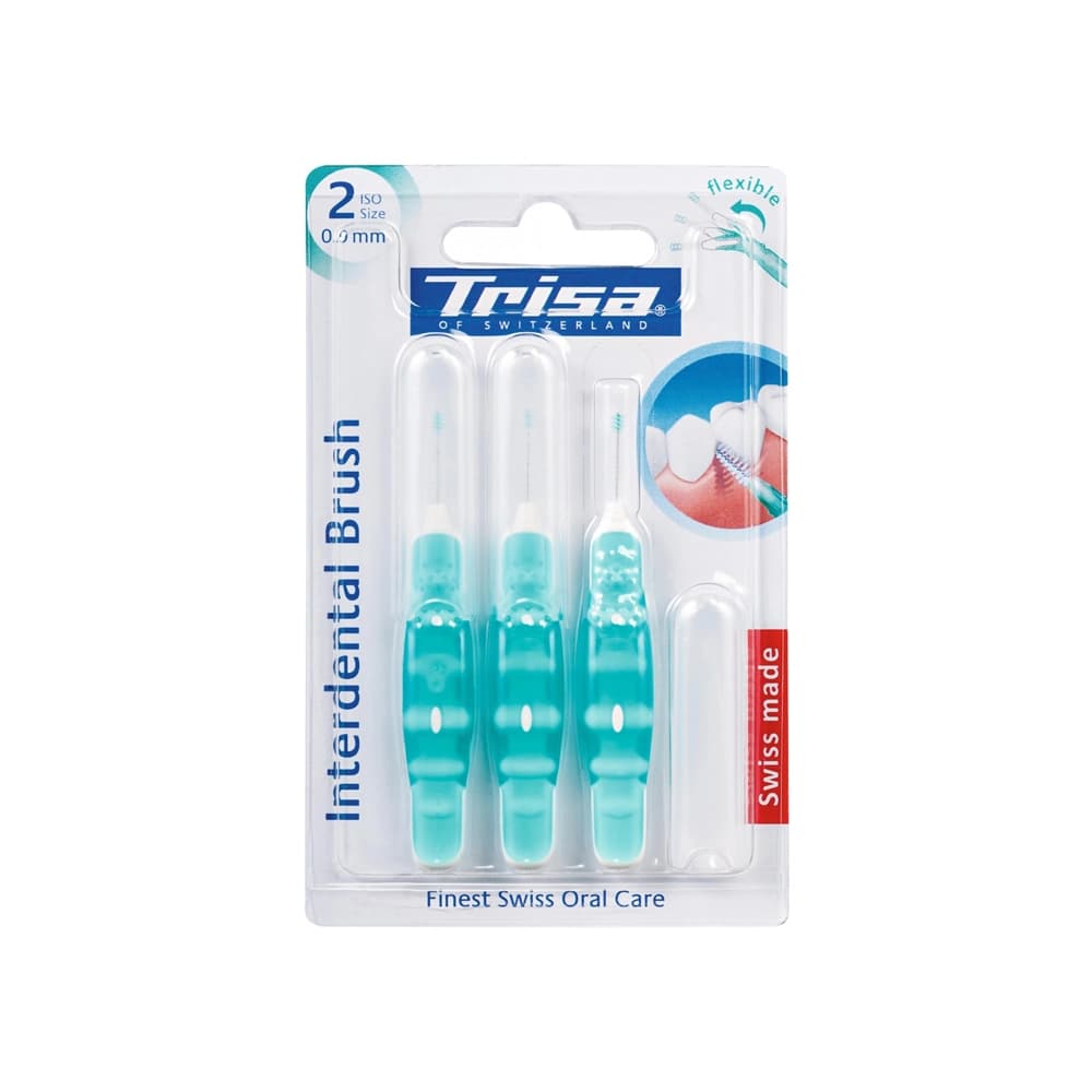 مسواک بین دندانی تریزا / Trisa مدل Interdental سایز 2 مناسب برای تمیز کردن فواصل بین دندان و ارتودنسی بسته 6 عددی