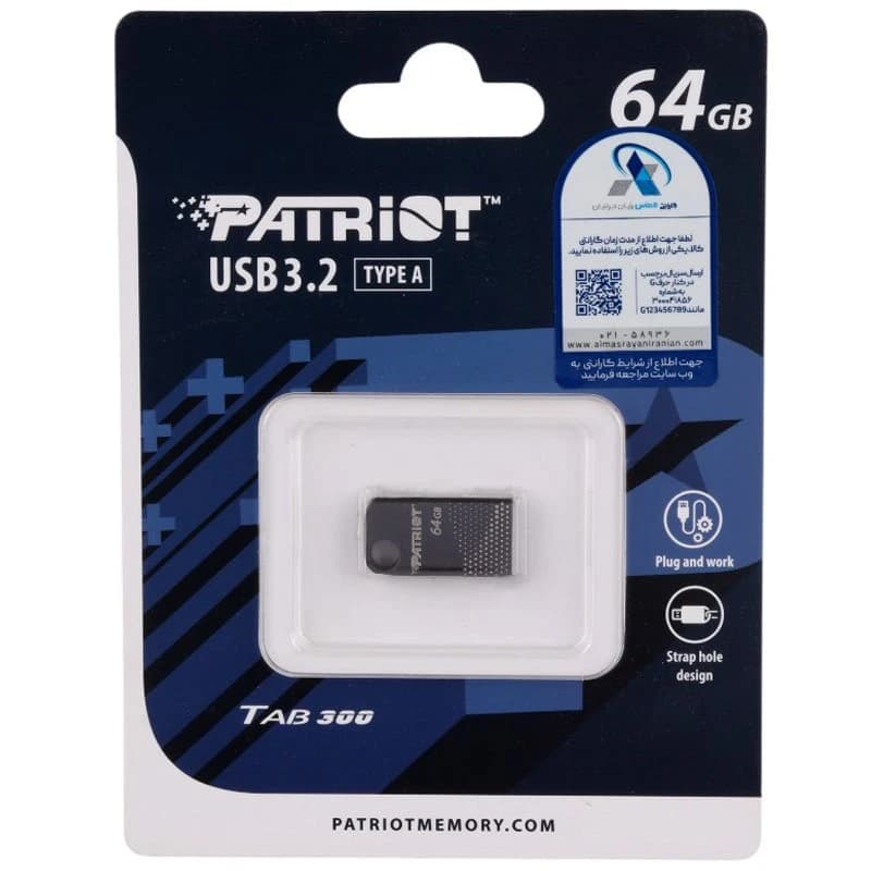 فلش 64 گیگ پاتریوت Patriot TAB300 USB3.2 — تصویر ۲