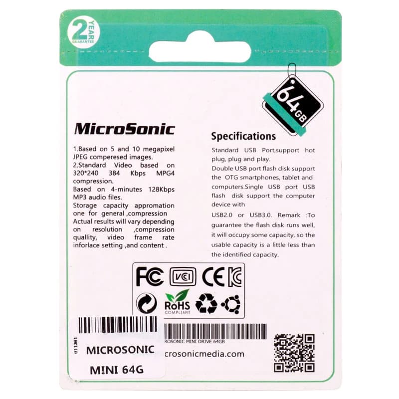 فلش 64 گیگ میکروسونیک Microsonic Drive Mini — تصویر ۲