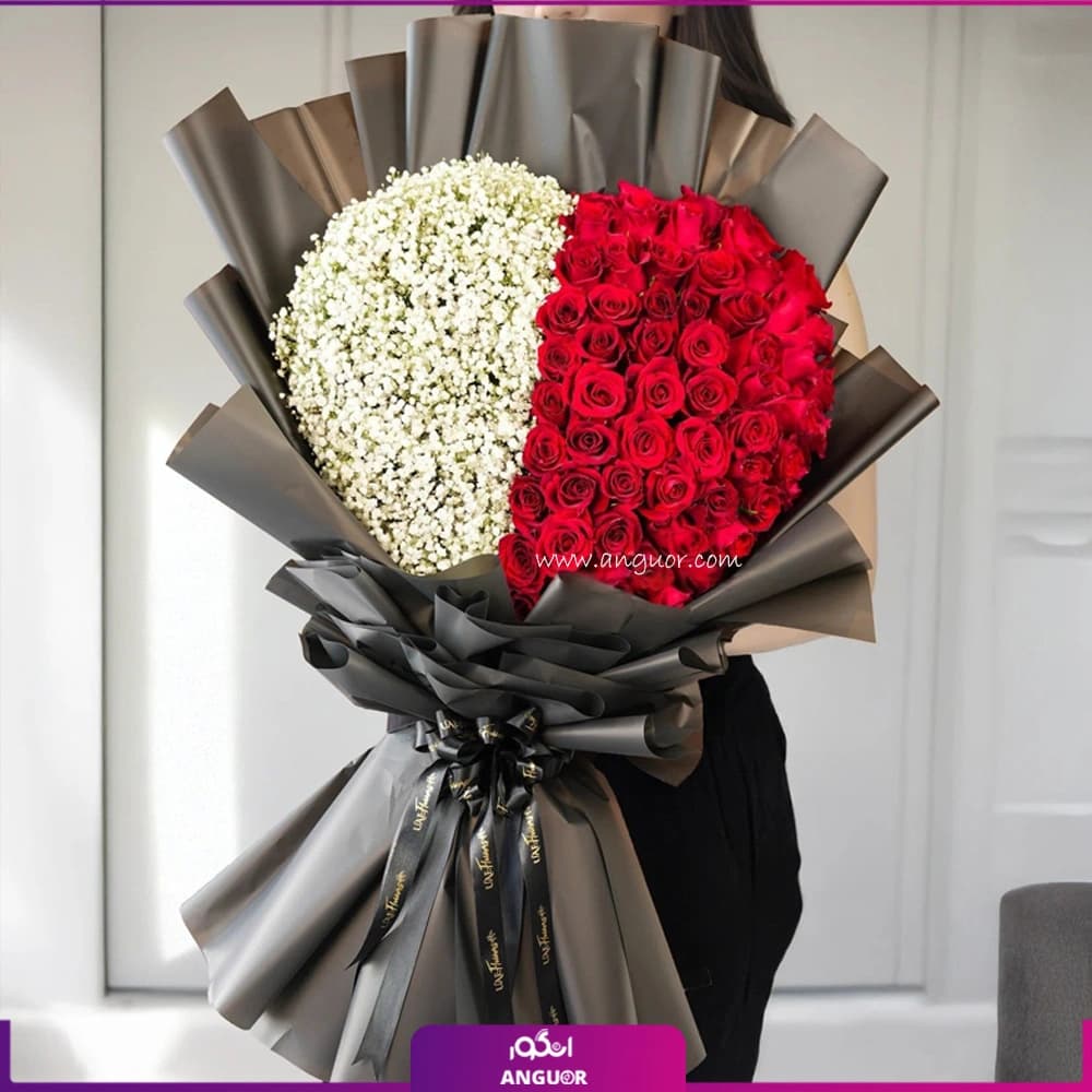 دسته گل قلبی دو نیمه عشق