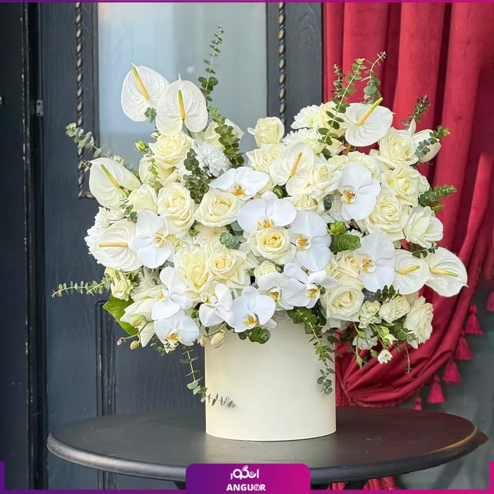 باکس گل خواستگاری سپید روی
