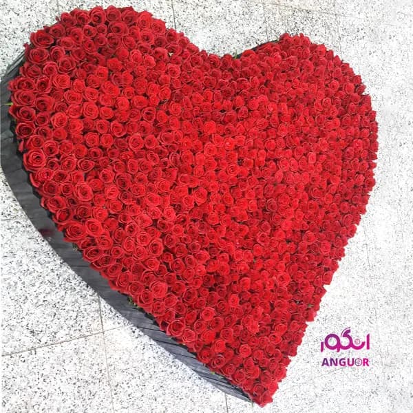 باکس گل رز قلبی 1000 شاخه (عاشقانه دوستت دارم!) — تصویر ۳