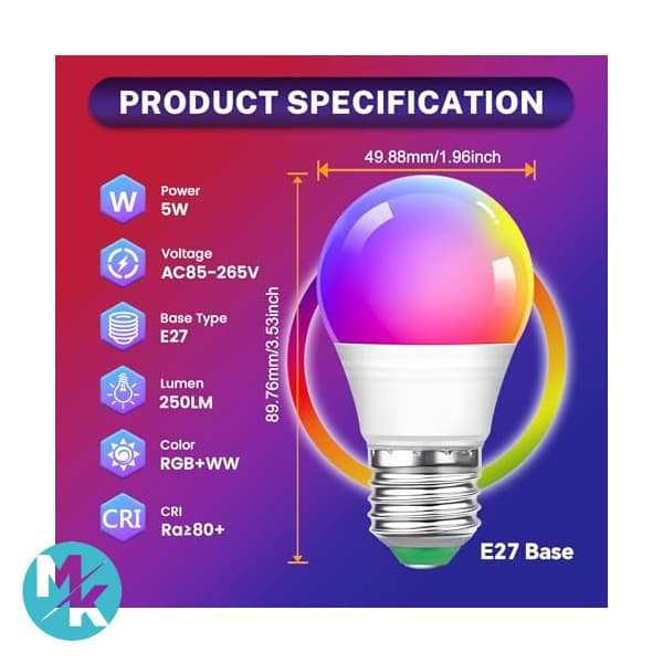 پک 4 تایی لامپ LED RGB برند Liuyife مدل E27 — تصویر ۲