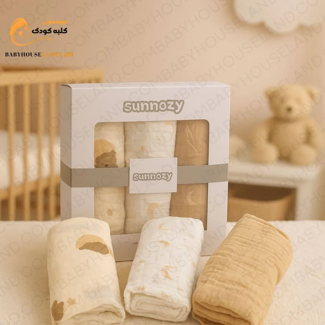 پارچه خشک‌کن نوزادی پک ۳عددی رنگ کرم Sunnozy