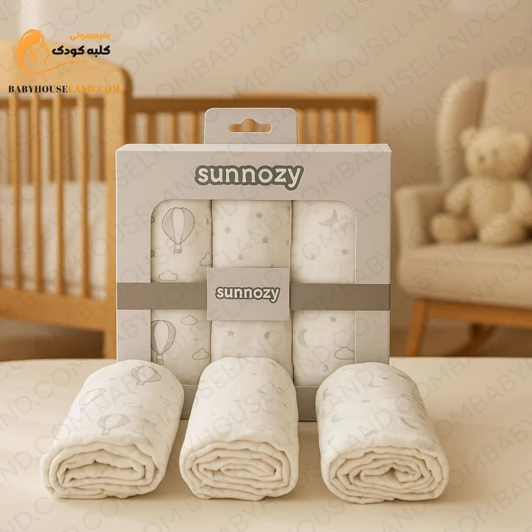 پارچه خشک‌کن نوزادی پک ۳عددی رنگ سفید Sunnozy