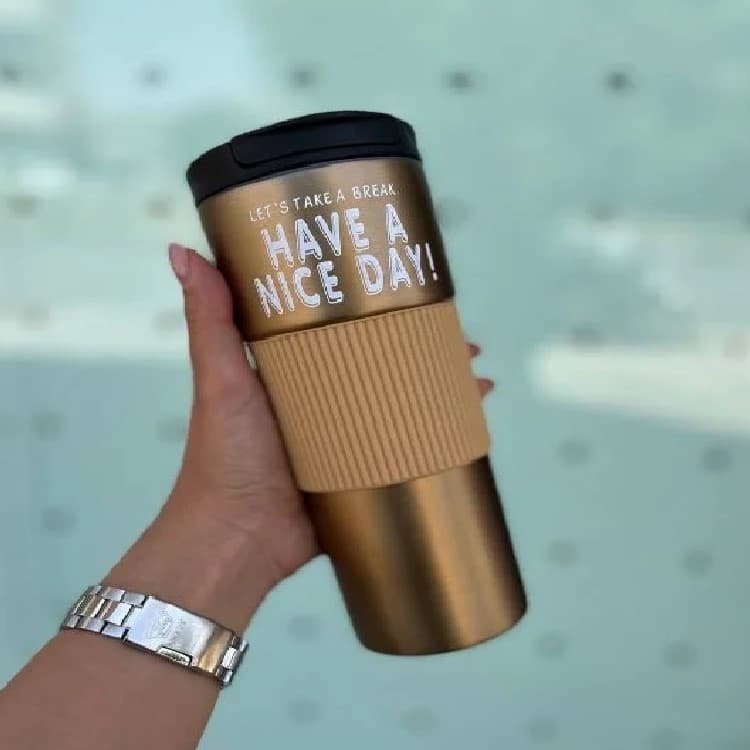ماگ سفری کافی کاپ مدل Have a nice day گنجایش 0.60 لیتر — تصویر ۳