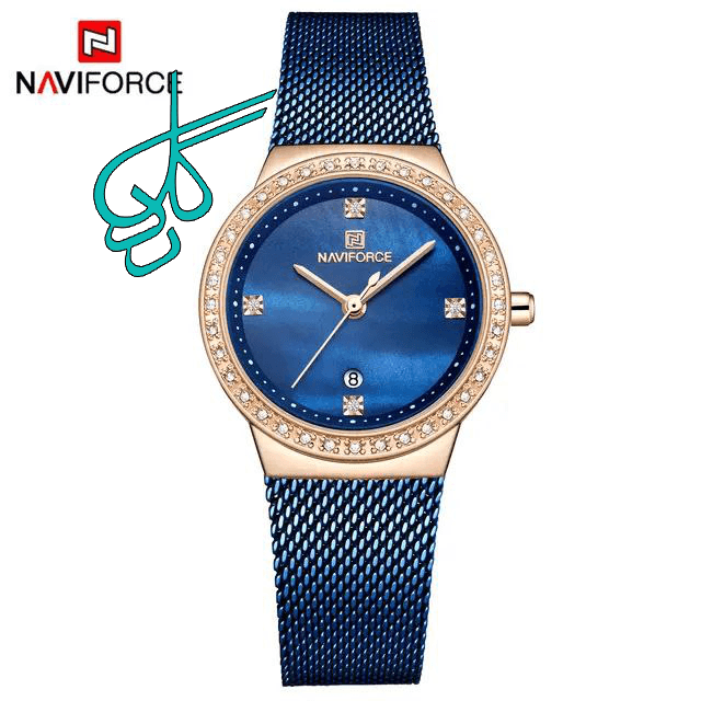 ساعت زنانه مارک نیوی فورس Naviforce 5005 ضدآب موتور ژاپن رنگ ثابت تقویم دار همراه با جعبه و کیف دستی نیوی فورس کد 1921291 — تصویر ۳