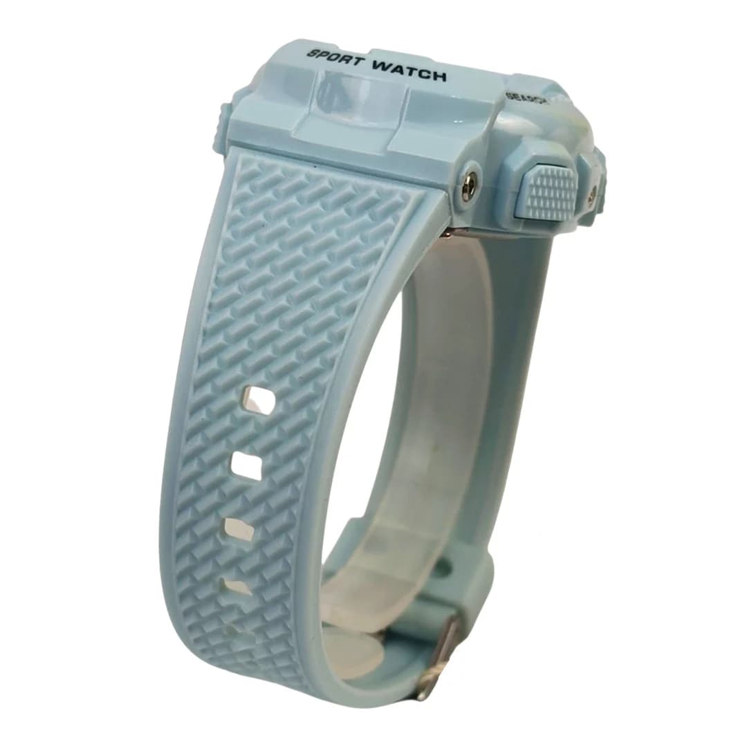 ست مردانه و زنانه ساعت مچی اسپرت آیک AIKE طرح G-SHOCK دیجیتالی مدل AK-999 – AK-998 رنگ آبی روشن به همراه جعبه و پاکت اورجینال — تصویر ۷