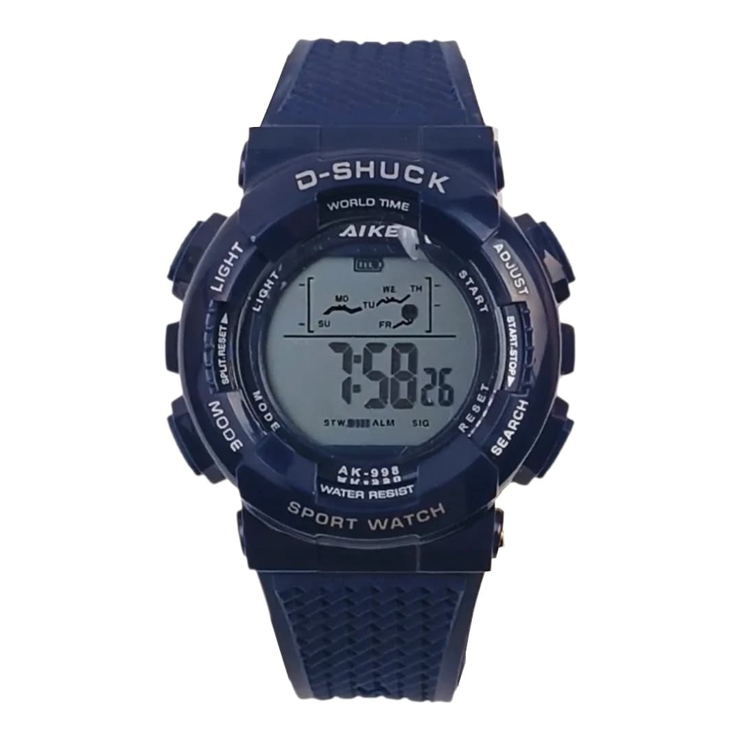 ست مردانه و زنانه ساعت مچی اسپرت آیک AIKE طرح G-SHOCK دیجیتالی مدل AK-999 – AK-998 رنگ سرمه ای به همراه جعبه و پاکت اورجینال — تصویر ۵