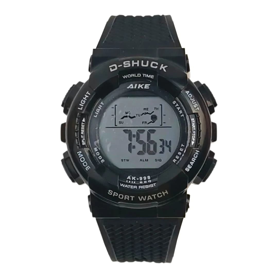 ست مردانه و زنانه ساعت مچی اسپرت آیک AIKE طرح G-SHOCK دیجیتالی مدل AK-999 – AK-998 رنگ مشکی به همراه جعبه و پاکت اورجینال — تصویر ۵