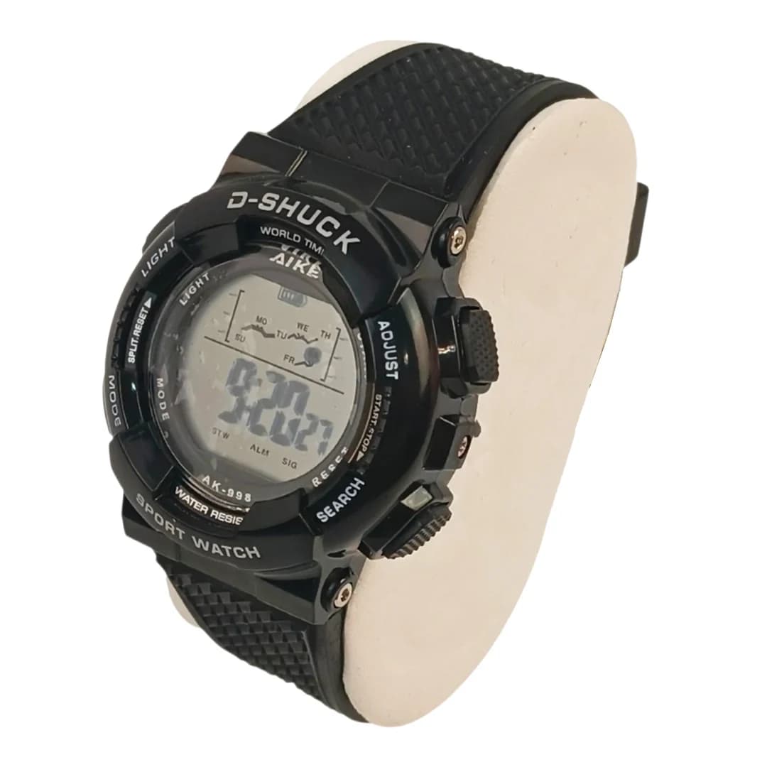 ست مردانه و زنانه ساعت مچی اسپرت آیک AIKE طرح G-SHOCK دیجیتالی مدل AK-999 – AK-998 رنگ مشکی به همراه جعبه و پاکت اورجینال — تصویر ۶