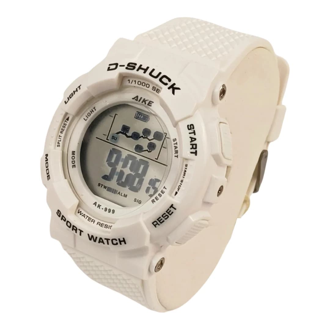 ست مردانه و زنانه ساعت مچی اسپرت آیک AIKE طرح G-SHOCK دیجیتالی مدل AK-999 – AK-998 رنگ سفید به همراه جعبه و پاکت اورجینال — تصویر ۶