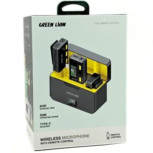 میکروفون بی سیم گرین لاین Green Lion Wireless Microphone GNWMICRTCBK دارای 2 فرستنده و ریموت کنترل — تصویر ۲