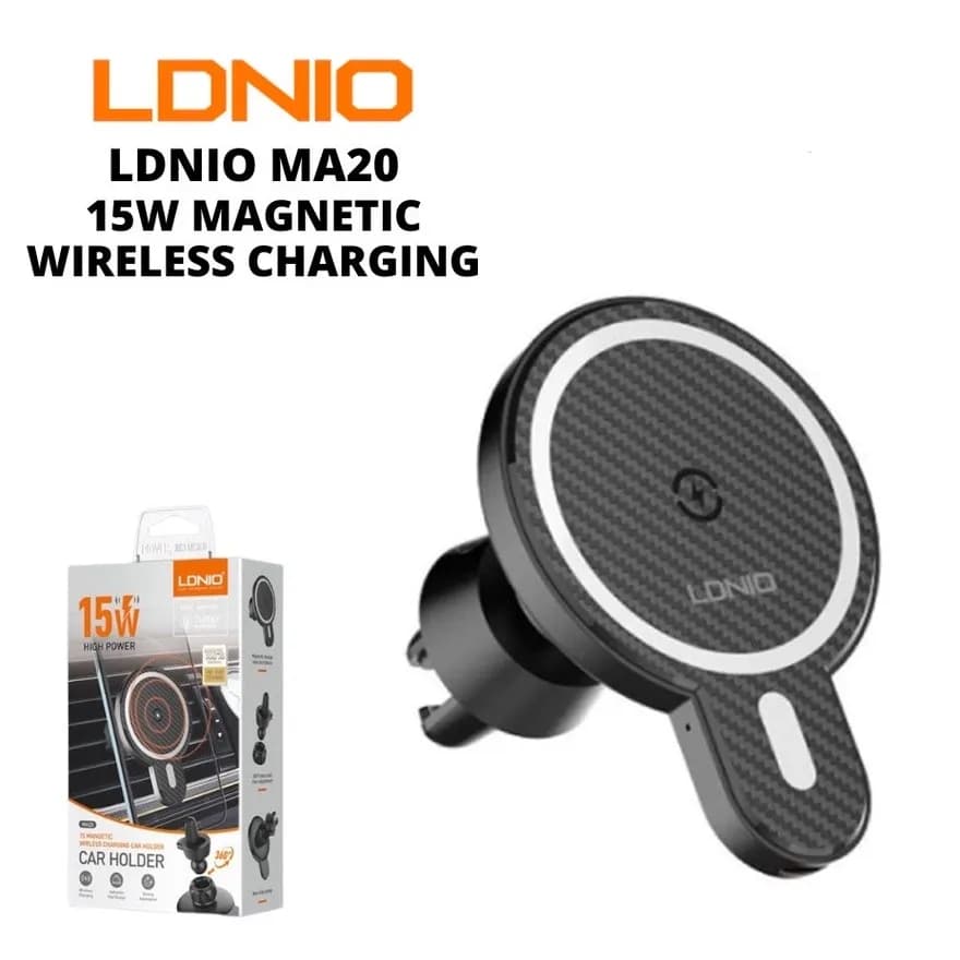 هولدر و شارژر وایرلس دریچه کولری الدینیو LDNIO MA20 توان 15 وات — تصویر ۲