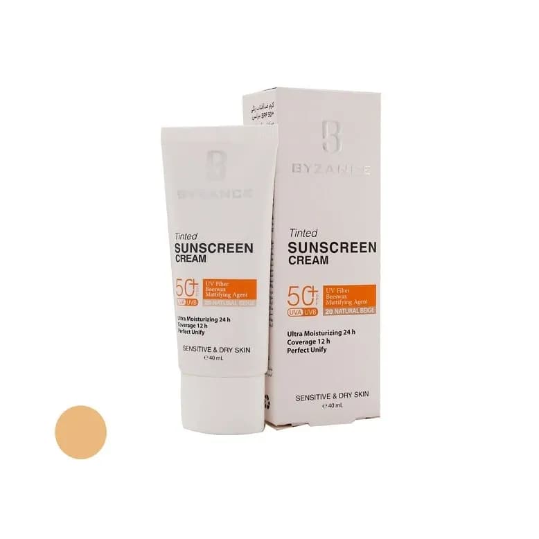 کرم ضد آفتاب رنگی بیزانس SPF50 مناسب پوست خشک و حساس30ml