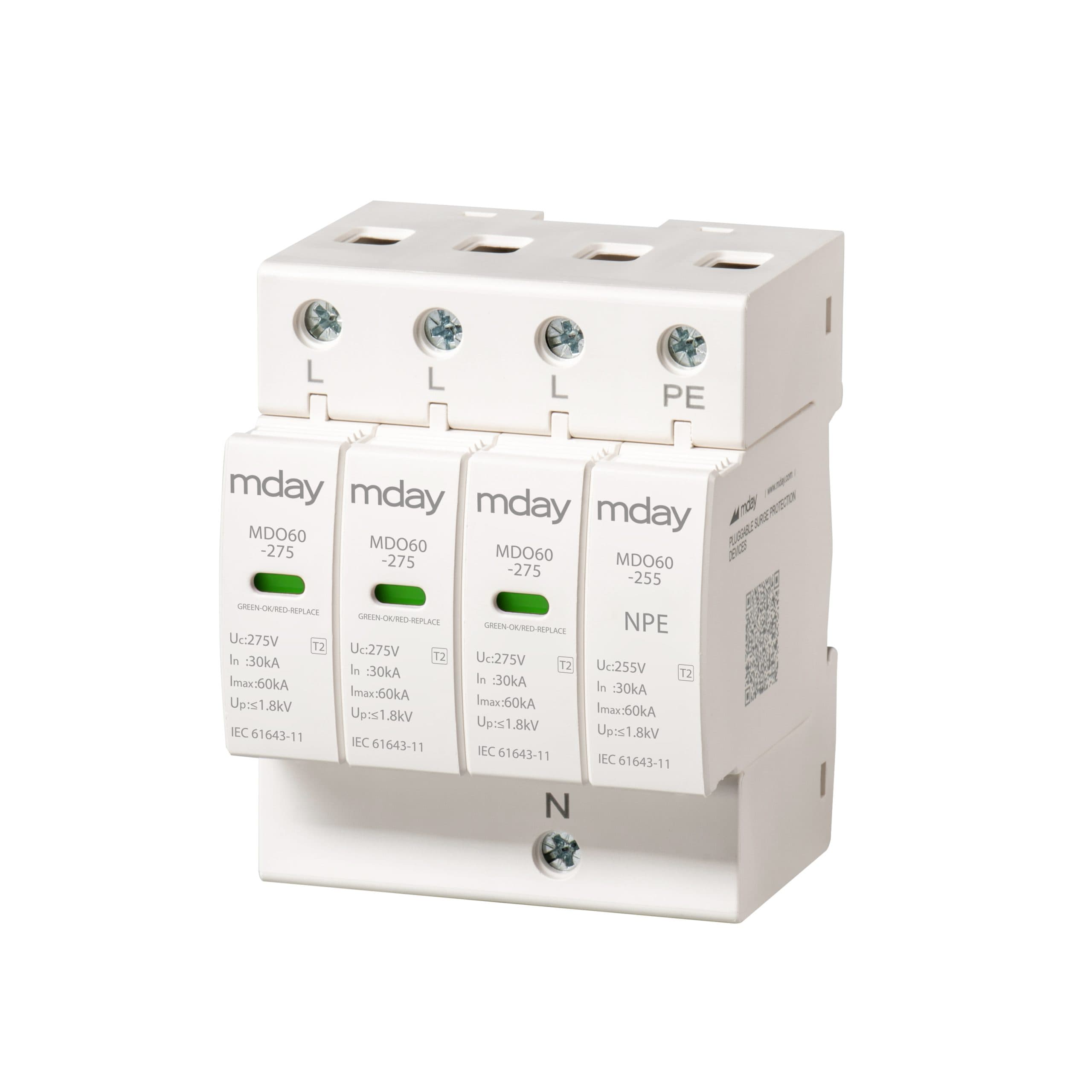 سرج ارستر 60 کیلوآمپر، 440 ولت، 4 پل، برند Mday، مدل MDO60-AC-3P+NPE — تصویر ۳