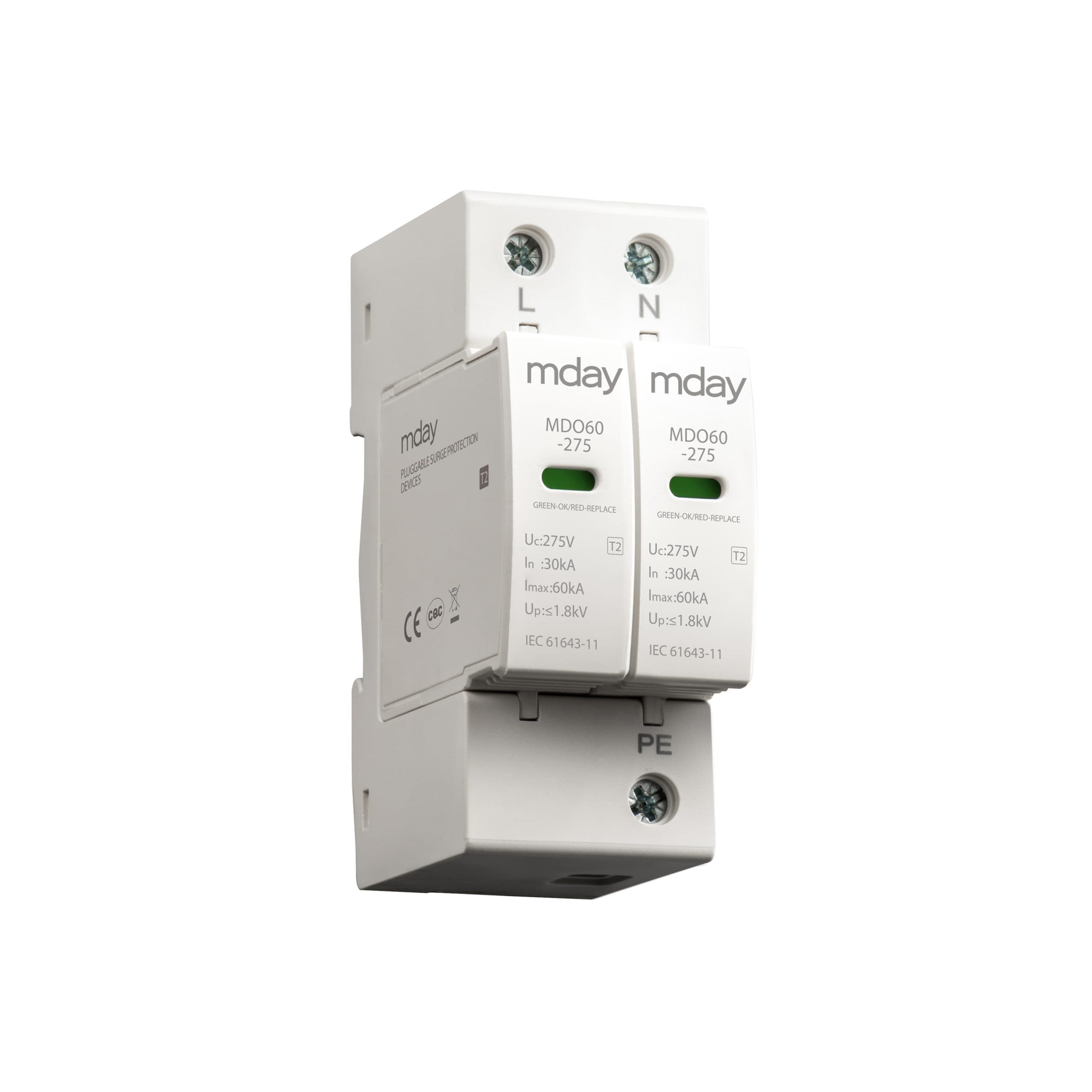 سرج ارستر 60 کیلوآمپر، 385 ولت، 2 پل، برند Mday، مدل MDO60-AC-2P — تصویر ۳