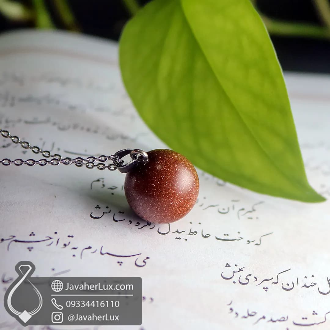 گردنبند سنگ ماه تولد دلربا (گلد استون) قرمز _ کد 400159