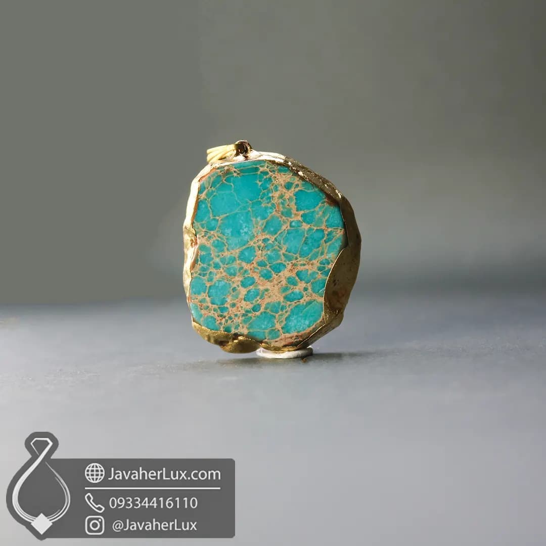 گردنبند سنگ فیروزه آفریقایی _ کد : 400158 — تصویر ۳