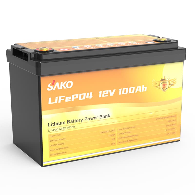 باتری لیتیومی 12.8 ولت، 100 آمپرساعت، دیپ سایکل، برند ساکو، مدل Li-MAX 12.8V 100Ah — تصویر ۲
