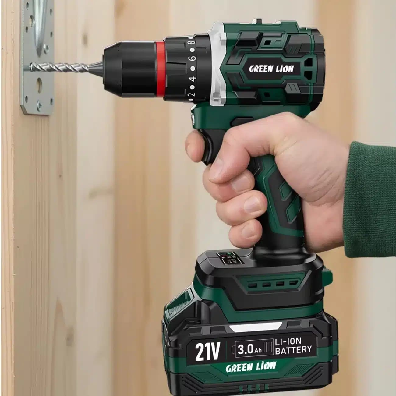 دریل چکشی شارژی گرین لاین مدل GD-12 دو باتری 21 ولت — تصویر ۷