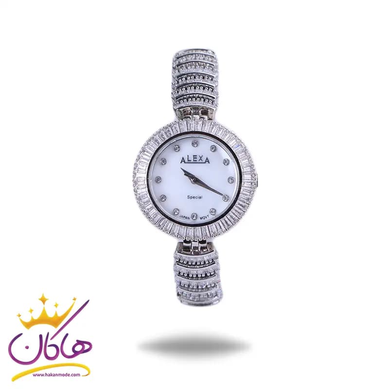 ساعت مچی الکسا زنانه فلزی نقره ای تمام نگین 2001/2