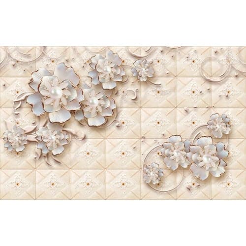 پوستر کاغذ دیواری سه بعدی کاشی و گل برجسته FO0018 — تصویر ۲