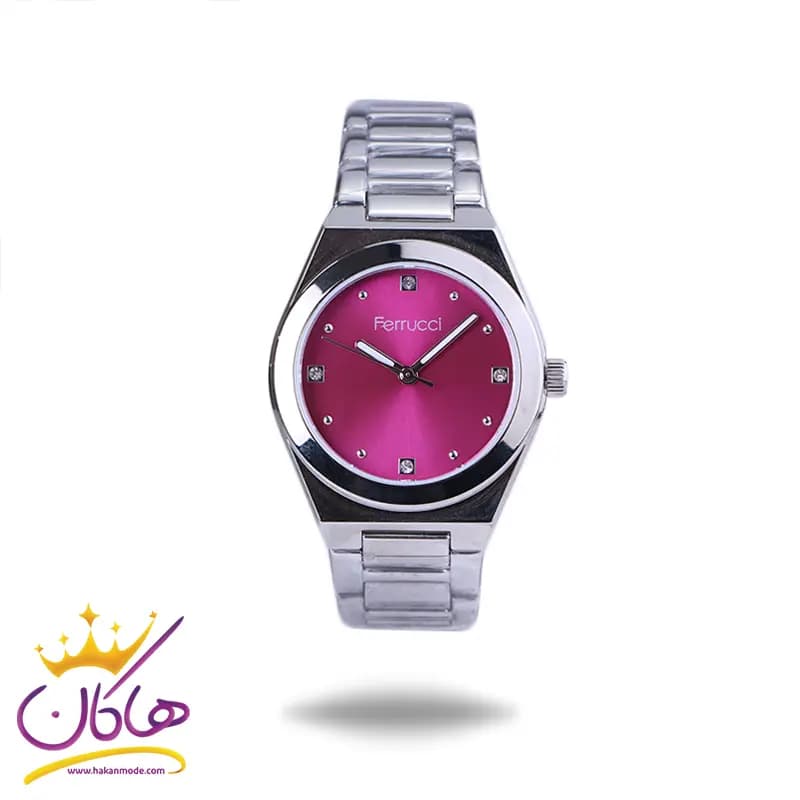 ساعت فروچی زنانه فلزی نقره ای صفحه صورتی FC03268/06