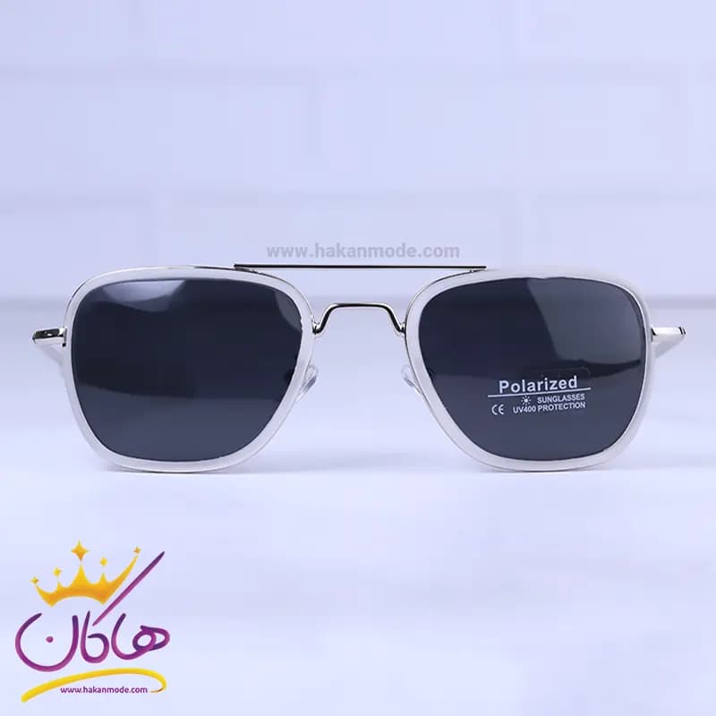عینک آفتابی مردانه سفید شیشه مشکی P 10-10/2