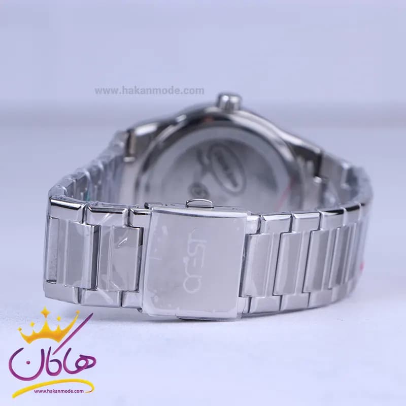 ساعت مچی کرست مردانه فلزی نقره ای صفحه نارنجی crest 6303/5 — تصویر ۳