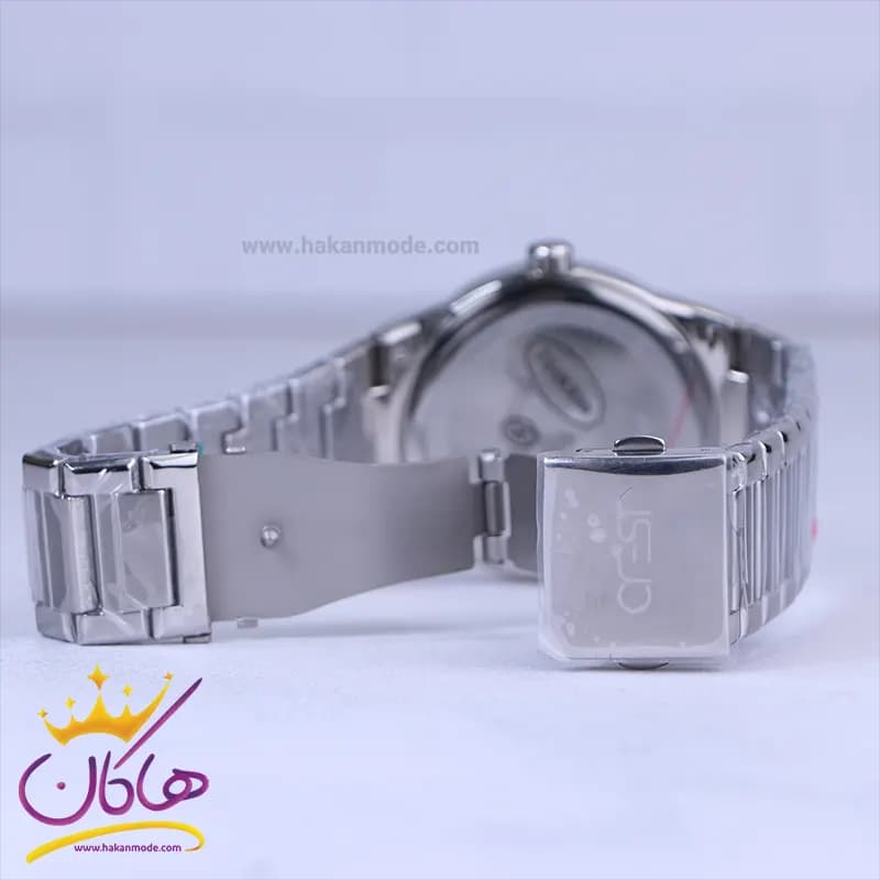 ساعت مچی کرست مردانه فلزی نقره ای صفحه نارنجی crest 6303/5 — تصویر ۲