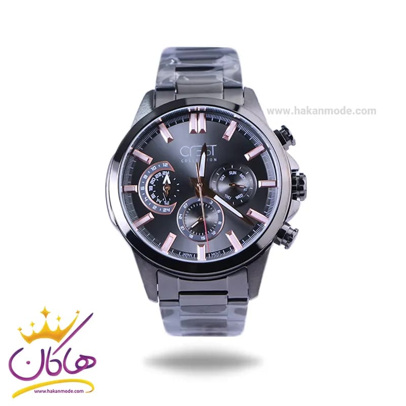 ساعت مچی عقربه ای کرست مردانه فلزی مشکی crest 6253/1