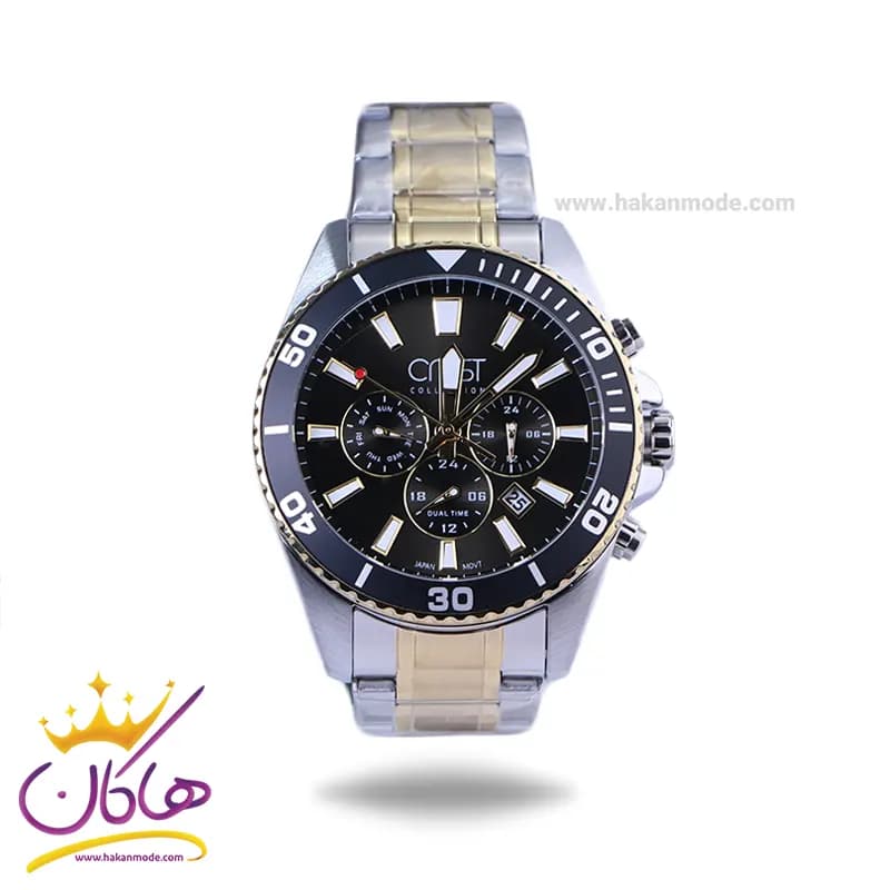 ساعت مچی مردانه کرست استیل مدل crest 6274/5 صفحه مشکی