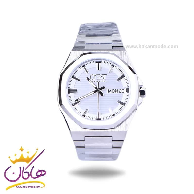 ساعت مچی عقربه ای کرست مردانه فلزی نقره ای crest 6286/1