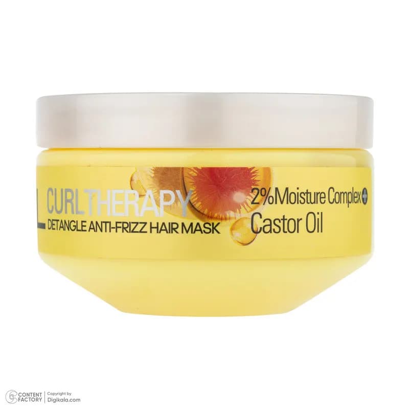 ماسک تقویت کننده مو بیول مدل Castor Oil مناسب برای موهای فر و مجعد حجم 220 میلیلیتر، بدون سولفات و مؤثر در بهبود حالت پذیری موها — تصویر ۲