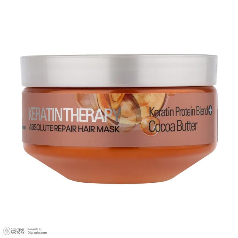 اسک ترمیم کننده مو بیول مدل Keratin Therapy مناسب برای انواع مو حجم 220 میلی‌لیتر، حاوی کره کاکائو با خاصیت ایجاد حالت ابریشمی مو و بدون سولفات — تصویر ۵